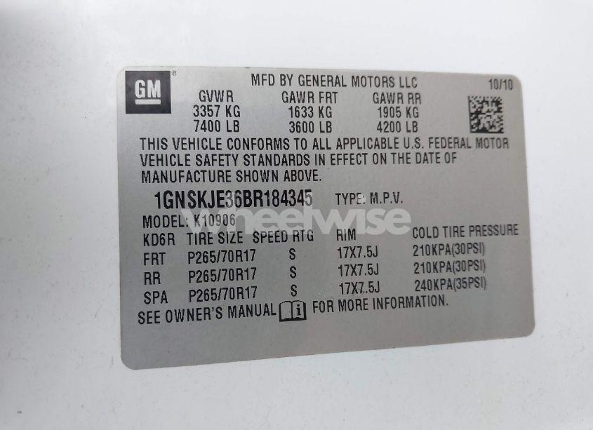 Photo 9 of 2011 Chevrolet Suburban 1500 LT1 (VIN 1GNSKJE36BR184345)