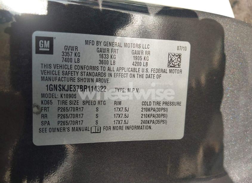 Photo 9 of 2011 Chevrolet Suburban 1500 LT1 (VIN 1GNSKJE37BR114322)