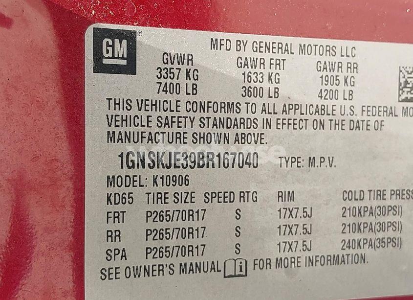 Photo 9 of 2011 Chevrolet Suburban 1500 LT1 (VIN 1GNSKJE39BR167040)