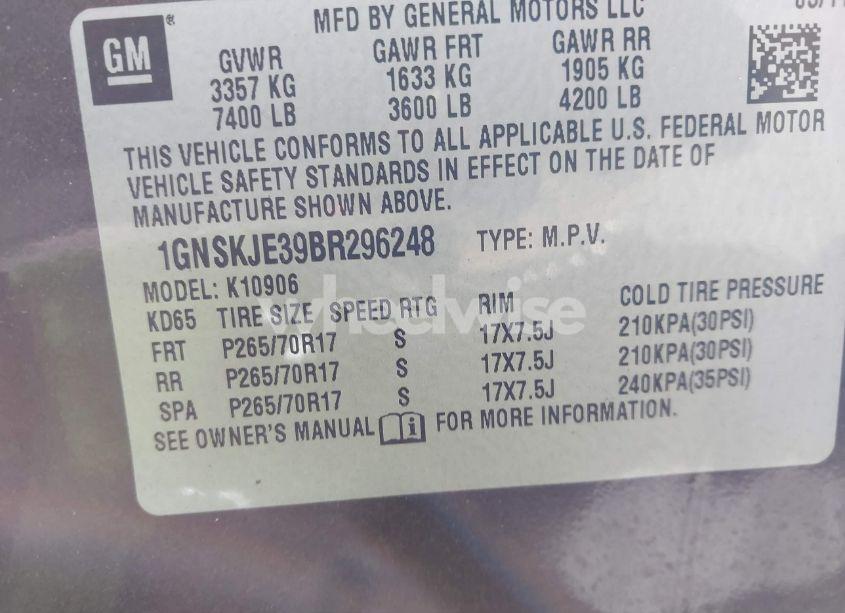 Photo 9 of 2011 Chevrolet Suburban 1500 LT1 (VIN 1GNSKJE39BR296248)