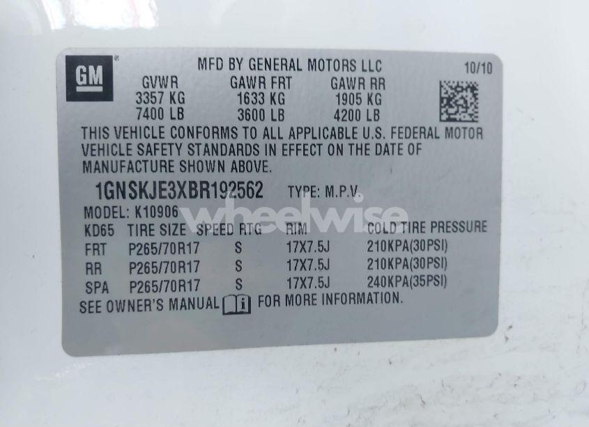 Photo 9 of 2011 Chevrolet Suburban 1500 LT1 (VIN 1GNSKJE3XBR192562)