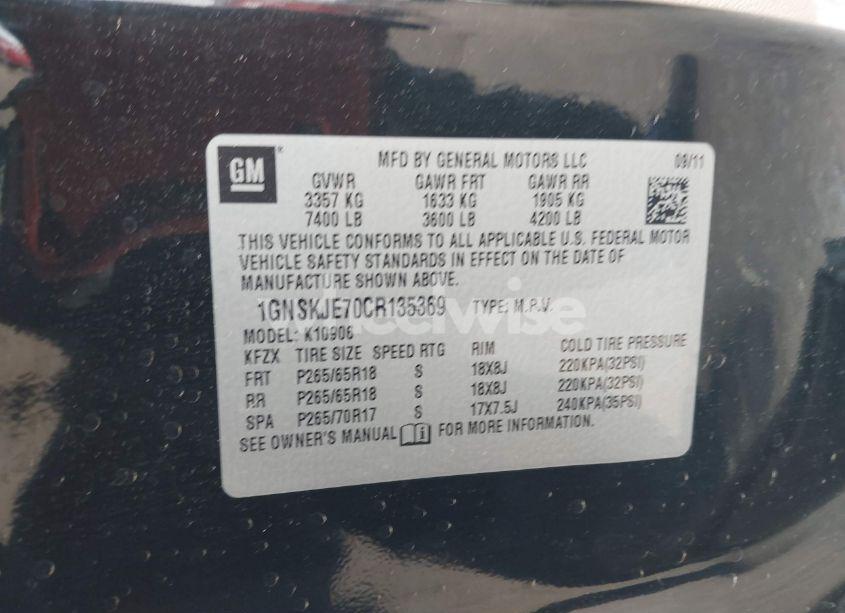 Photo 9 of 2012 Chevrolet Suburban 1500 LT (VIN 1GNSKJE70CR135369)