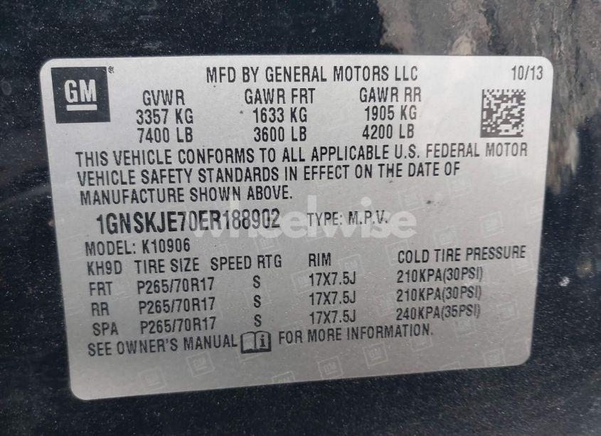 Photo 9 of 2014 Chevrolet Suburban K1500 LT (VIN 1GNSKJE70ER188902)