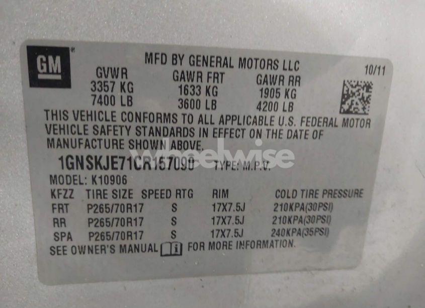 Photo 9 of 2012 Chevrolet Suburban 1500 LT (VIN 1GNSKJE71CR157090)