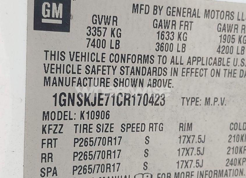 Photo 9 of 2012 Chevrolet Suburban 1500 LT (VIN 1GNSKJE71CR170423)