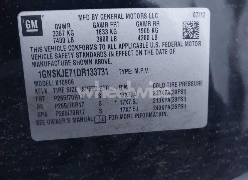 Photo 9 of 2013 Chevrolet Suburban 1500 LT (VIN 1GNSKJE71DR133731)