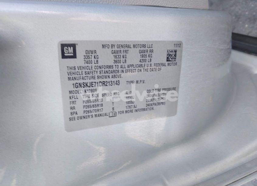 Photo 9 of 2013 Chevrolet Suburban 1500 LT (VIN 1GNSKJE71DR213143)