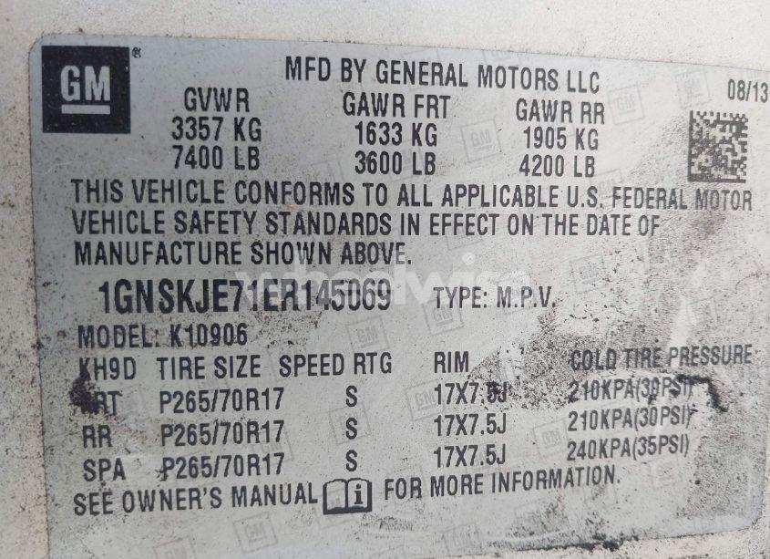 Photo 9 of 2014 Chevrolet Suburban 1500 LT (VIN 1GNSKJE71ER145069)