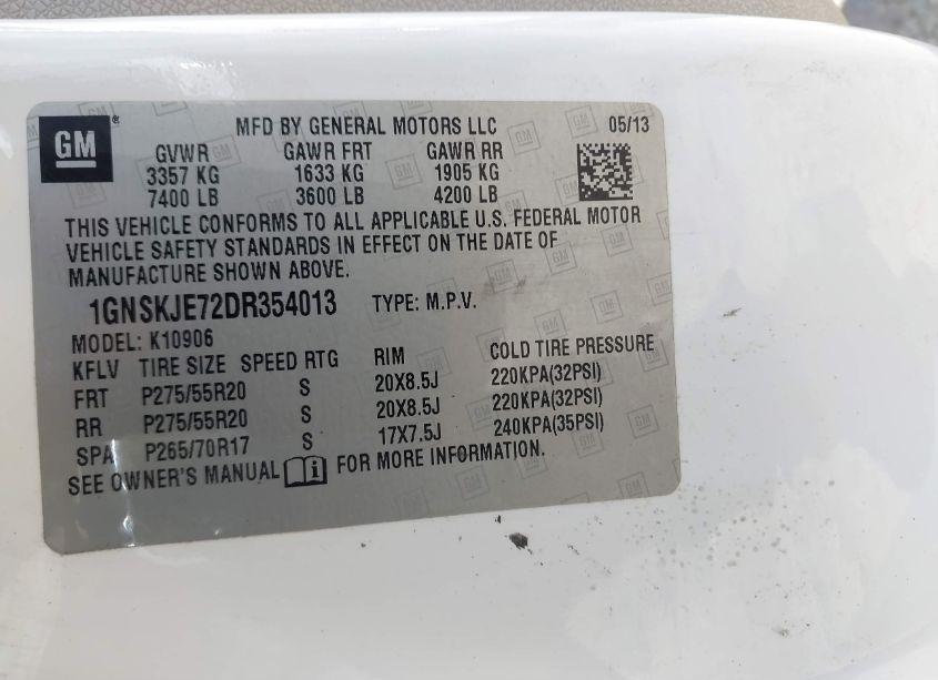 Photo 9 of 2013 Chevrolet Suburban 1500 LT (VIN 1GNSKJE72DR354013)