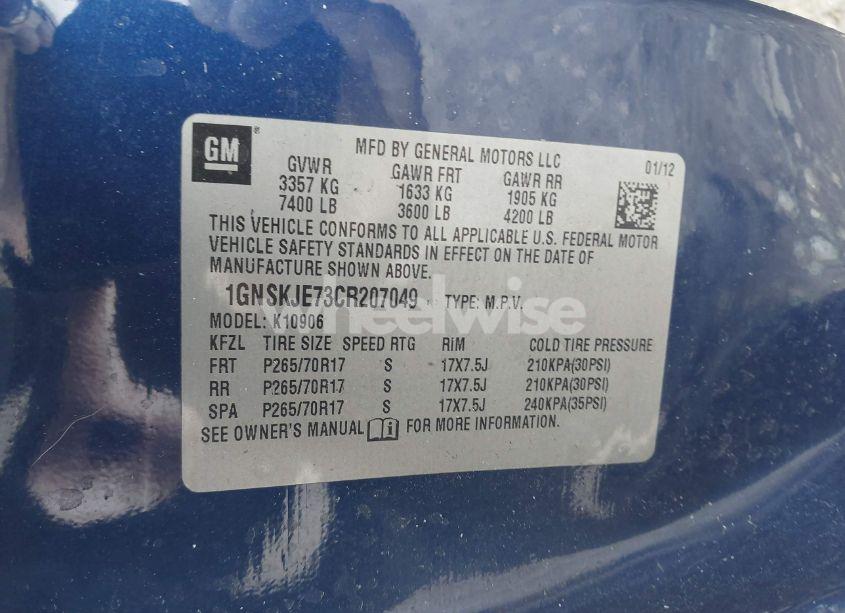 Photo 9 of 2012 Chevrolet Suburban 1500 LT (VIN 1GNSKJE73CR207049)