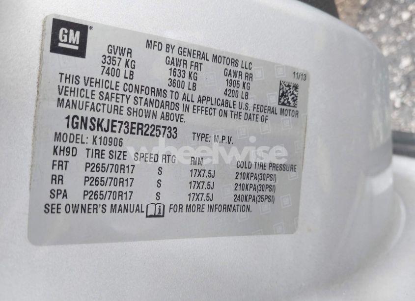 Photo 9 of 2014 Chevrolet Suburban 1500 LT (VIN 1GNSKJE73ER225733)