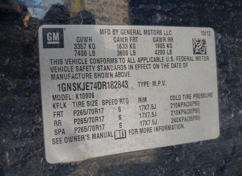 Photo 9 of 2013 Chevrolet Suburban 1500 LT (VIN 1GNSKJE74DR182843)