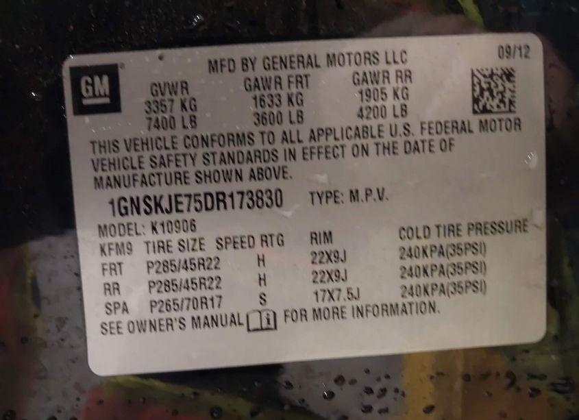 Photo 9 of 2013 Chevrolet Suburban 1500 LT (VIN 1GNSKJE75DR173830)