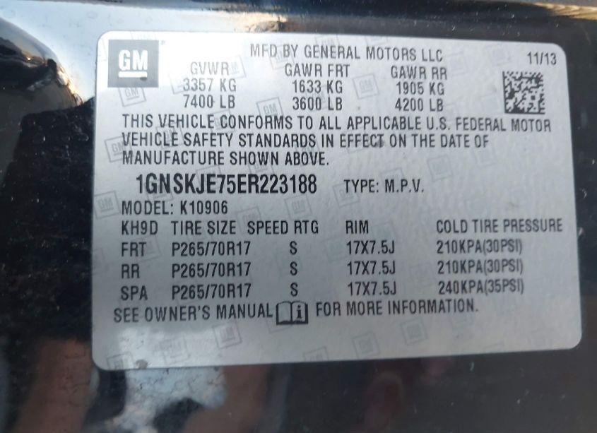 Photo 9 of 2014 Chevrolet Suburban 1500 LT (VIN 1GNSKJE75ER223188)