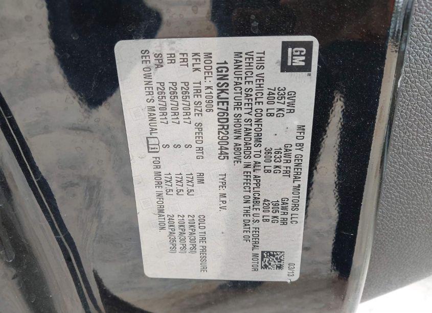 Photo 9 of 2013 Chevrolet Suburban 1500 LT (VIN 1GNSKJE76DR290445)