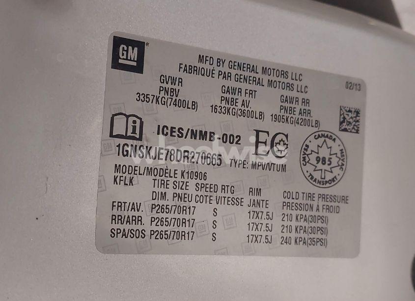 Photo 9 of 2013 Chevrolet Suburban 1500 LT (VIN 1GNSKJE78DR270665)