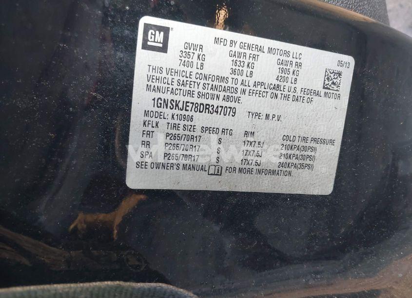 Photo 9 of 2013 Chevrolet Suburban 1500 LT (VIN 1GNSKJE78DR347079)