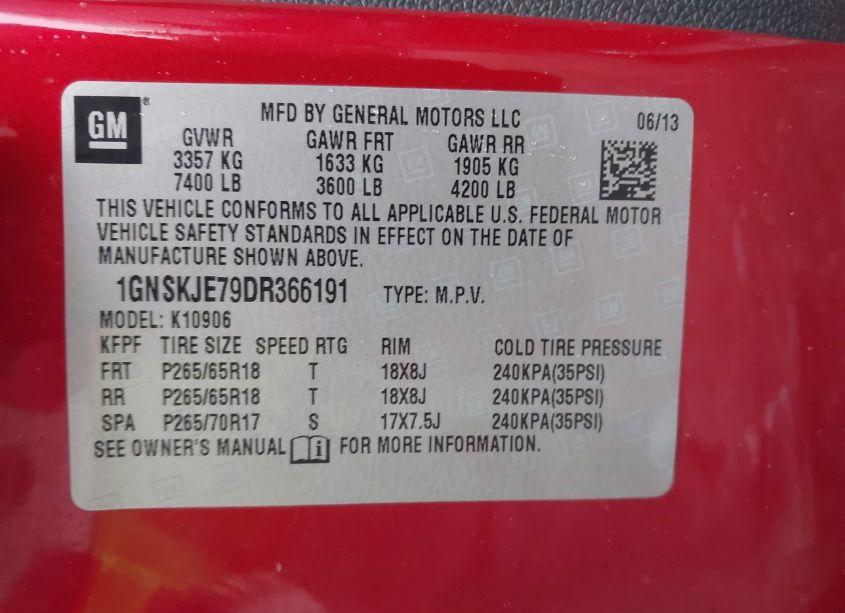 Photo 9 of 2013 Chevrolet Suburban 1500 LT (VIN 1GNSKJE79DR366191)