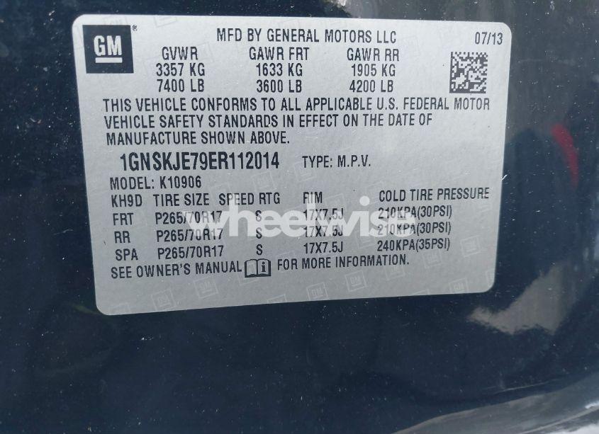 Photo 9 of 2014 Chevrolet Suburban 1500 LT (VIN 1GNSKJE79ER112014)