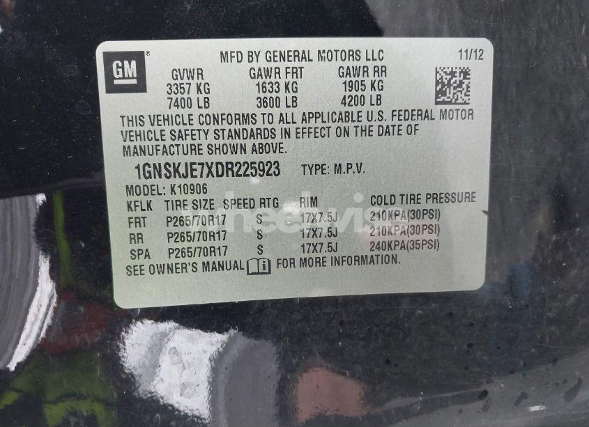 Photo 9 of 2013 Chevrolet Suburban 1500 LT (VIN 1GNSKJE7XDR225923)