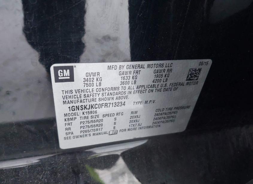 Photo 9 of 2015 Chevrolet Suburban 1500 LT (VIN 1GNSKJKC0FR713234)