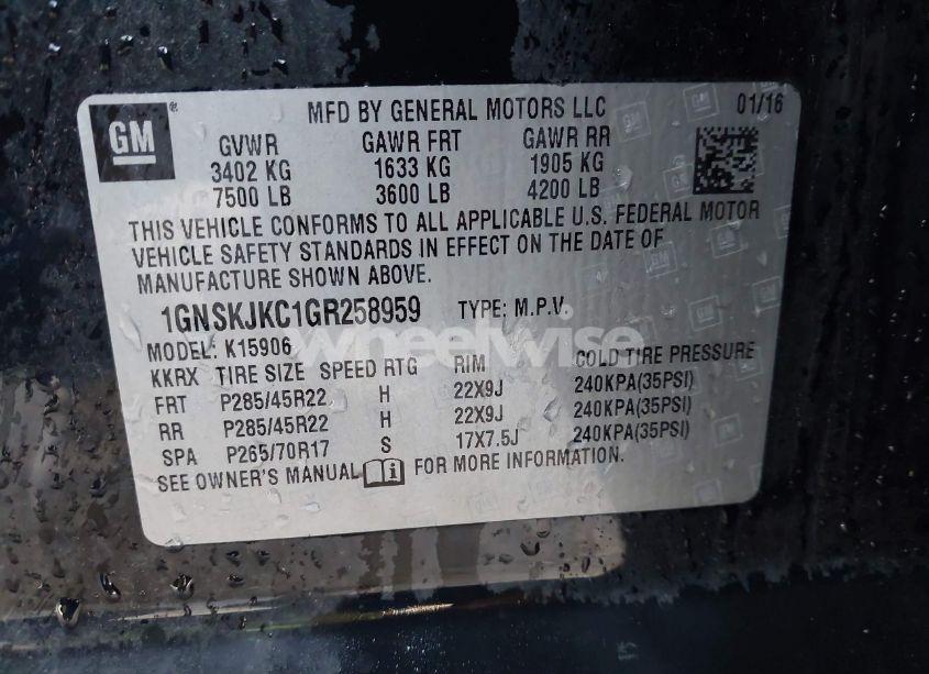 Photo 9 of 2016 Chevrolet Suburban LTZ (VIN 1GNSKJKC1GR258959)