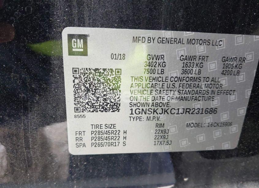 Photo 9 of 2018 Chevrolet Suburban PREMIER (VIN 1GNSKJKC1JR231686)