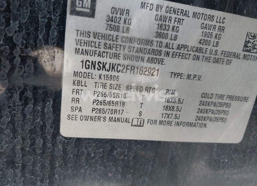 Photo 9 of 2015 Chevrolet Suburban 1500 LT (VIN 1GNSKJKC2FR162921)