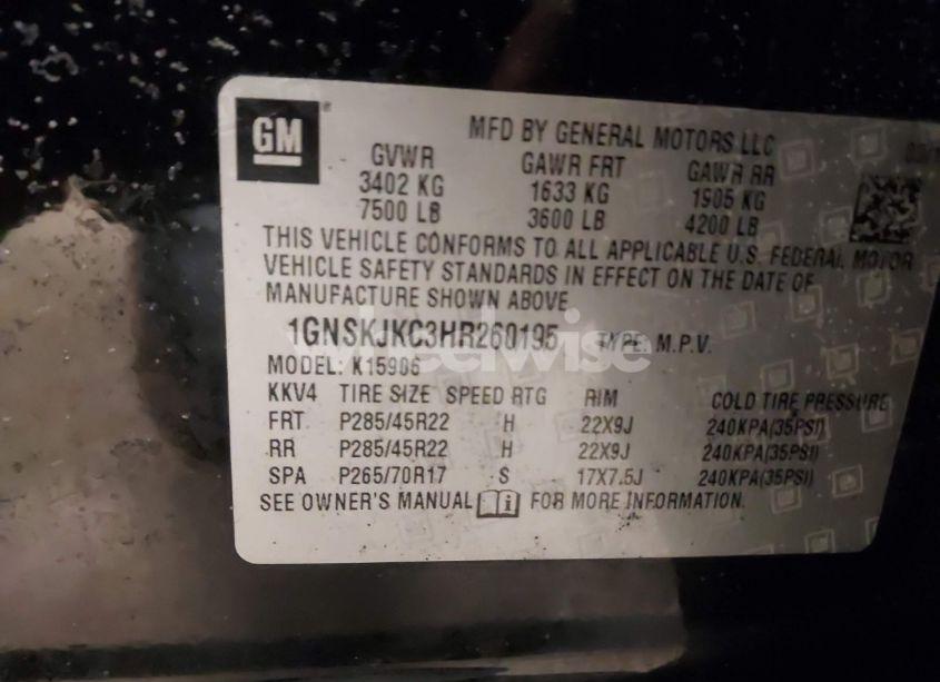 Photo 9 of 2017 Chevrolet Suburban PREMIER (VIN 1GNSKJKC3HR260195)