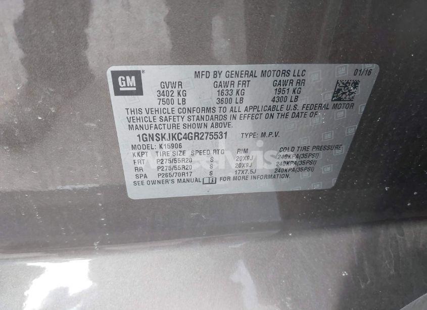 Photo 9 of 2016 Chevrolet Suburban LTZ (VIN 1GNSKJKC4GR275531)