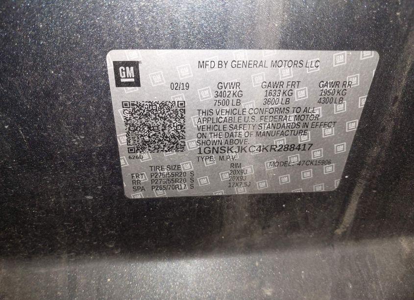 Photo 9 of 2019 Chevrolet Suburban PREMIER (VIN 1GNSKJKC4KR288417)