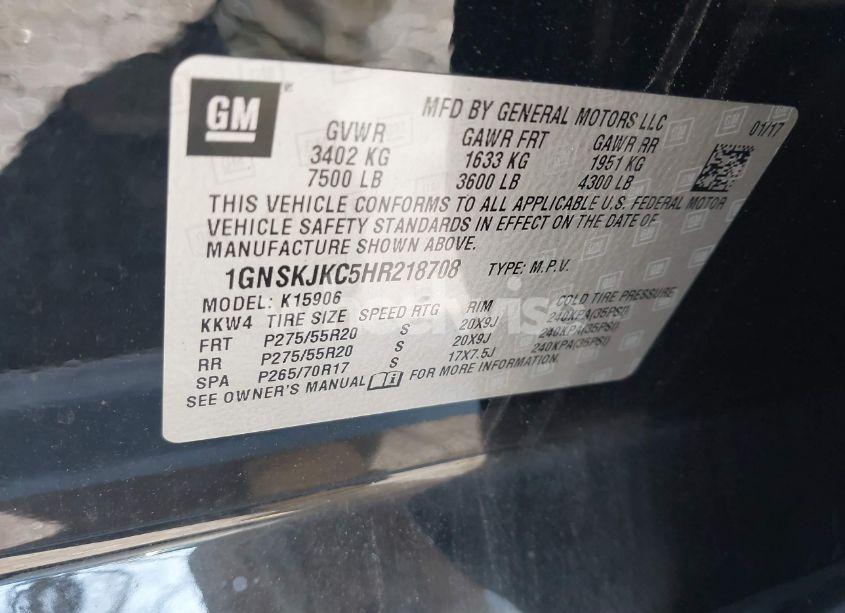 Photo 9 of 2017 Chevrolet Suburban PREMIER (VIN 1GNSKJKC5HR218708)