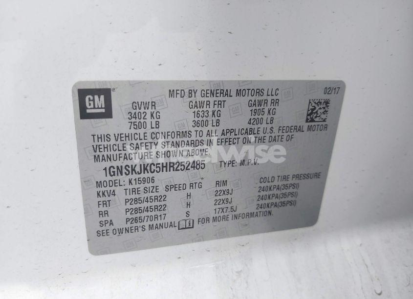 Photo 9 of 2017 Chevrolet Suburban PREMIER (VIN 1GNSKJKC5HR252485)