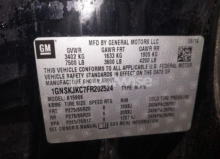 Photo 9 of 2015 Chevrolet Suburban 1500 LT (VIN 1GNSKJKC7FR202524)