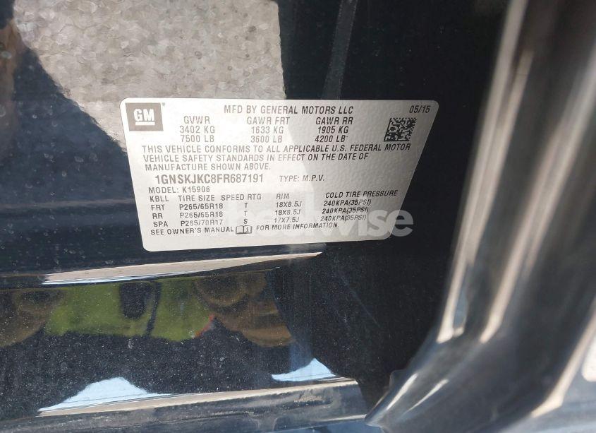 Photo 9 of 2015 Chevrolet Suburban 1500 LT (VIN 1GNSKJKC8FR687191)