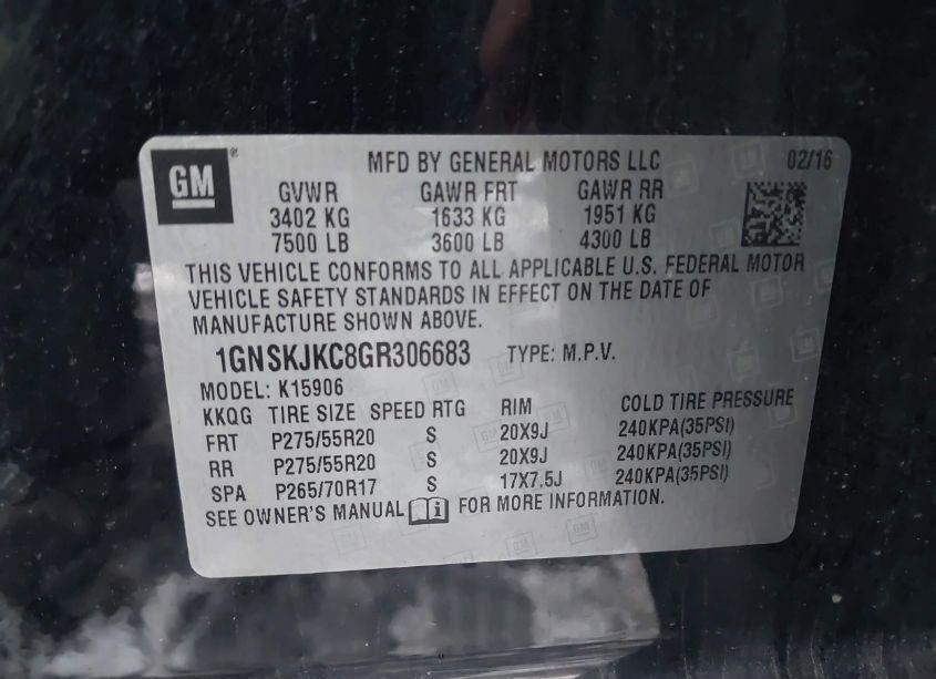 Photo 9 of 2016 Chevrolet Suburban LTZ (VIN 1GNSKJKC8GR306683)