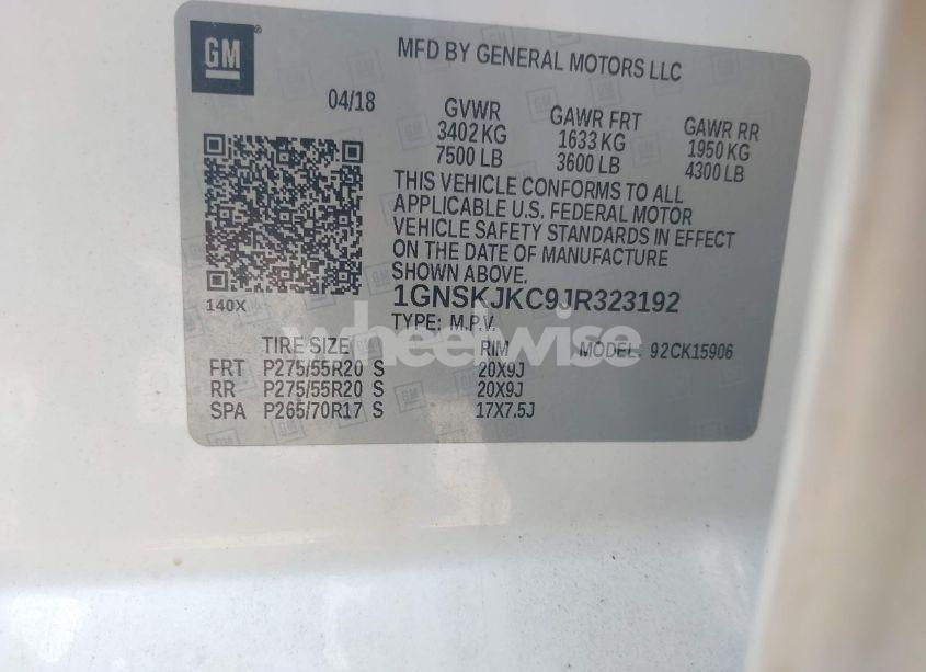 Photo 9 of 2018 Chevrolet Suburban PREMIER (VIN 1GNSKJKC9JR323192)