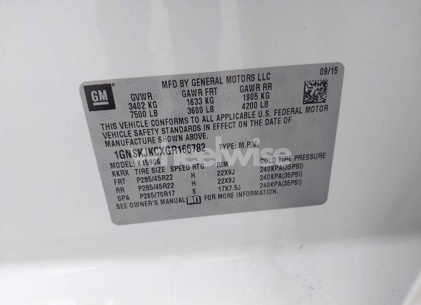 Photo 9 of 2016 Chevrolet Suburban LTZ (VIN 1GNSKJKCXGR166782)