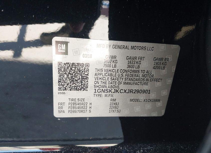 Photo 9 of 2018 Chevrolet Suburban PREMIER (VIN 1GNSKJKCXJR290901)