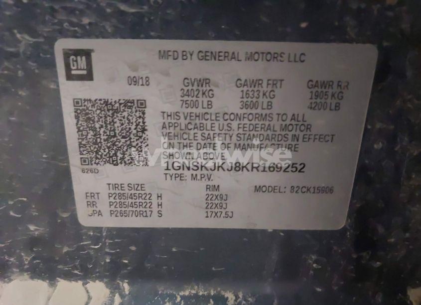 Photo 9 of 2019 Chevrolet Suburban PREMIER (VIN 1GNSKJKJ8KR169252)