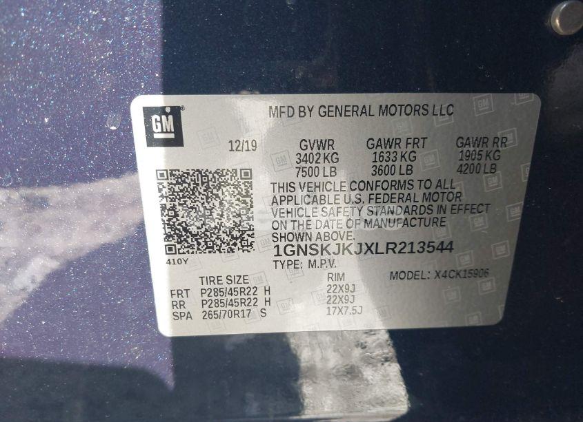 Photo 9 of 2020 Chevrolet Suburban 4WD PREMIER (VIN 1GNSKJKJXLR213544)