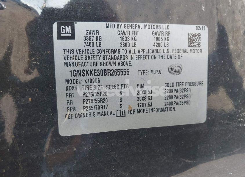 Photo 9 of 2011 Chevrolet Suburban 1500 LTZ (VIN 1GNSKKE30BR265556)