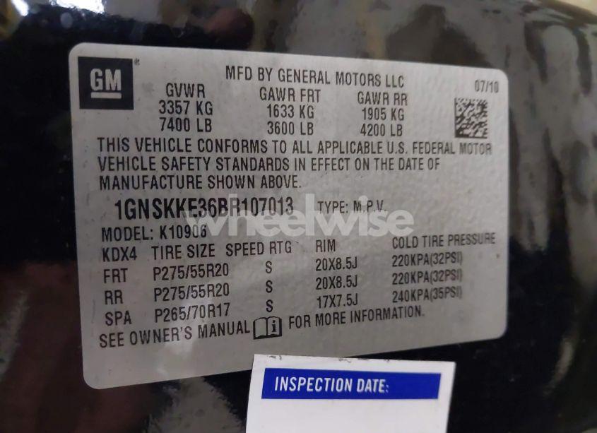 Photo 9 of 2011 Chevrolet Suburban 1500 LTZ (VIN 1GNSKKE36BR107013)