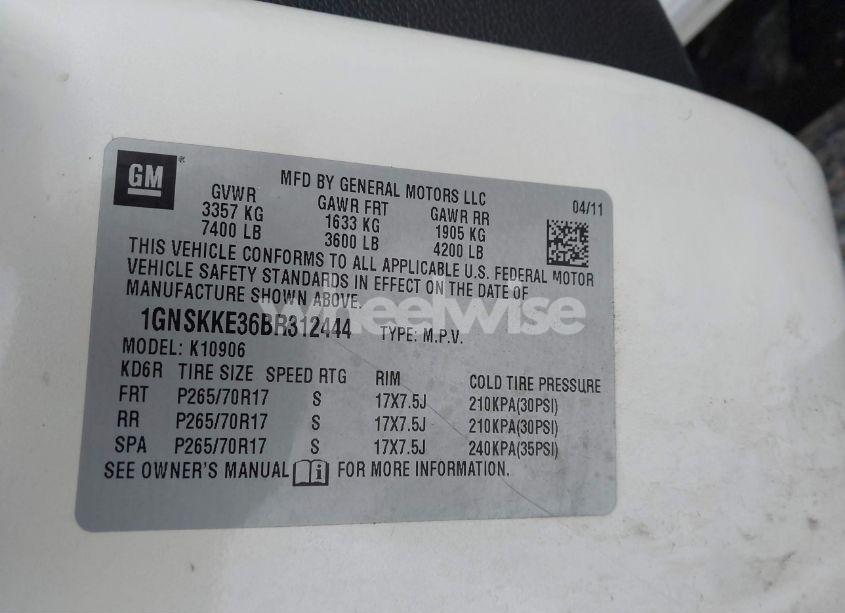 Photo 9 of 2011 Chevrolet Suburban 1500 LTZ (VIN 1GNSKKE36BR312444)