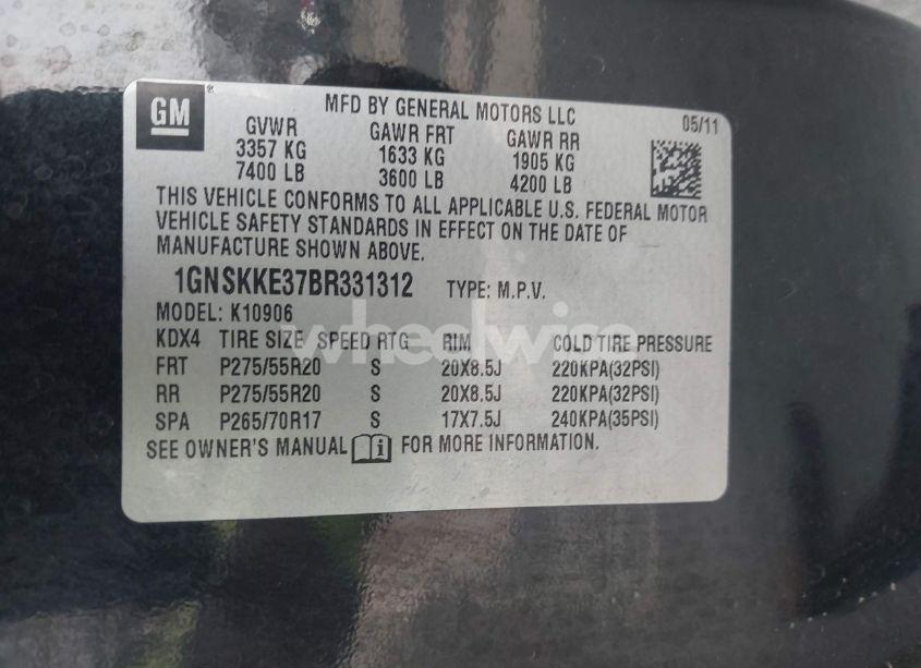 Photo 9 of 2011 Chevrolet Suburban 1500 LTZ (VIN 1GNSKKE37BR331312)