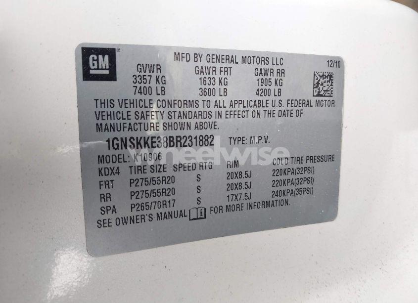 Photo 9 of 2011 Chevrolet Suburban 1500 LTZ (VIN 1GNSKKE38BR231882)