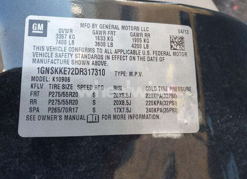 Photo 9 of 2013 Chevrolet Suburban 1500 LTZ (VIN 1GNSKKE72DR317310)