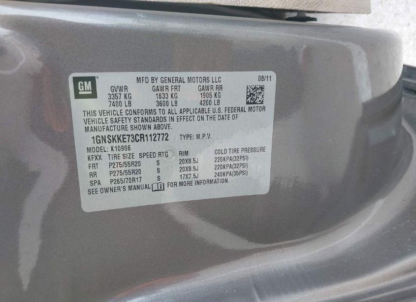 Photo 9 of 2012 Chevrolet Suburban 1500 LTZ (VIN 1GNSKKE73CR112772)