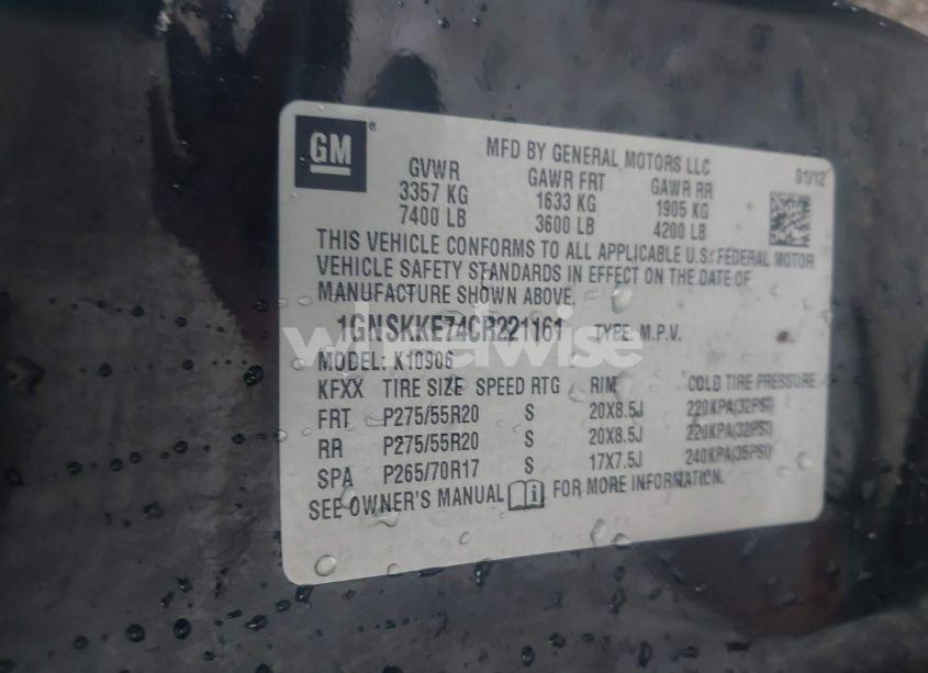 Photo 9 of 2012 Chevrolet Suburban 1500 LTZ (VIN 1GNSKKE74CR221161)