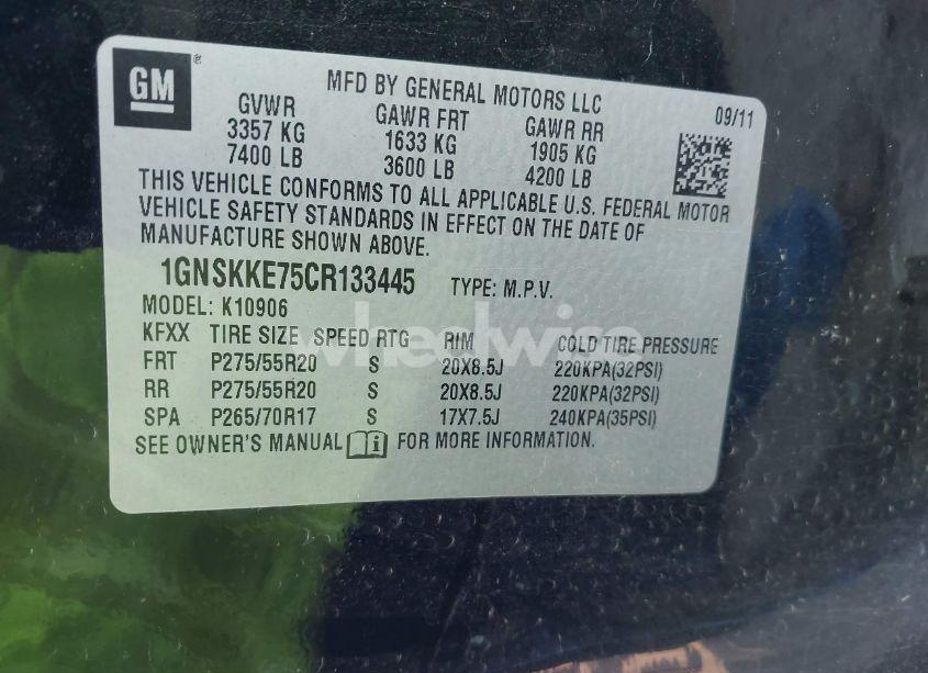 Photo 8 of 2012 Chevrolet Suburban 1500 LTZ (VIN 1GNSKKE75CR133445)